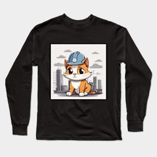 cats with hard hats Long Sleeve T-Shirt